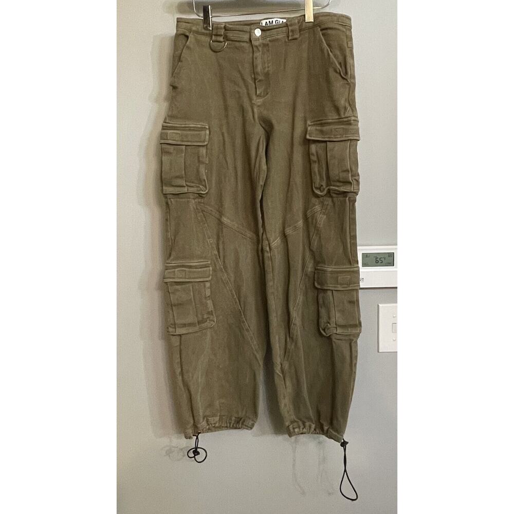 I AM GIA Pants Joggers Cargo Cotton‎ Stretch Pockets Large EUC Y2K Gorpcore